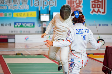 Taiwan, MAR 22 2013 - Fencing competition of The National Gamesのeditorial素材