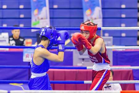Taipei, OCT 20 2023 - Boxing competition of The National Gamesのeditorial素材
