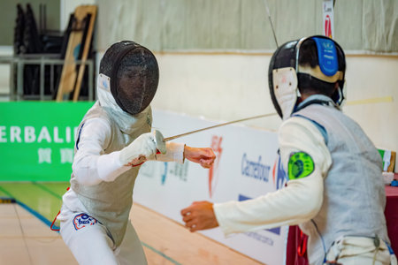 Taiwan, MAR 22 2013 - Fencing competition of The National Gamesのeditorial素材