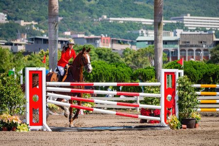 Taiwan, MAR 22 2013 - Sunny view of the equestrian in The National Gamesのeditorial素材