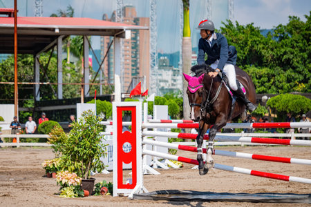 Taiwan, MAR 22 2013 - Sunny view of the equestrian in The National Gamesのeditorial素材