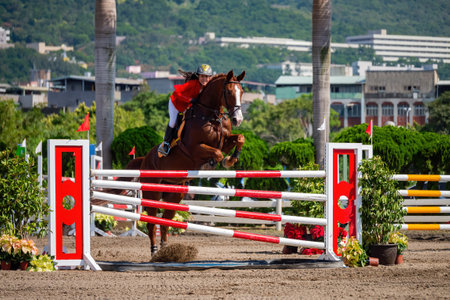 Taiwan, MAR 22 2013 - Sunny view of the equestrian in The National Gamesのeditorial素材