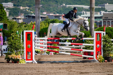 Taiwan, MAR 22 2013 - Sunny view of the equestrian in The National Gamesのeditorial素材