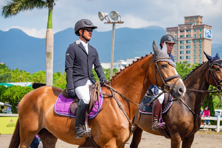 Taiwan, MAR 22 2013 - Awards ceremony of the equestrian in The National Gamesのeditorial素材