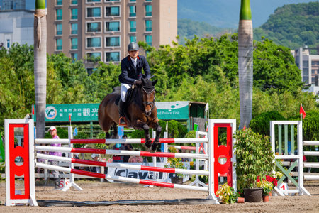 Taiwan, MAR 22 2013 - Sunny view of the equestrian in The National Gamesのeditorial素材