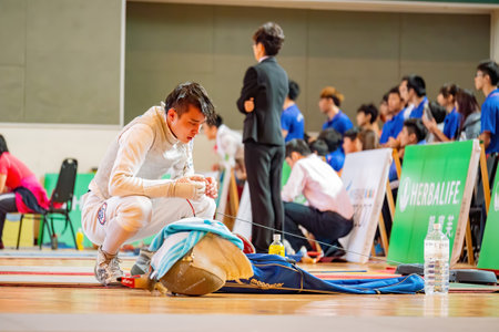 Taiwan, MAR 22 2013 - Fencing competition of The National Gamesのeditorial素材