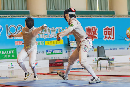 Taiwan, MAR 22 2013 - Fencing competition of The National Gamesのeditorial素材