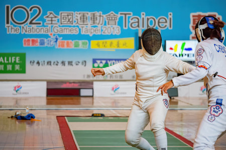 Taiwan, MAR 22 2013 - Fencing competition of The National Gamesのeditorial素材