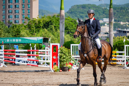 Taiwan, MAR 22 2013 - Sunny view of the equestrian in The National Gamesのeditorial素材