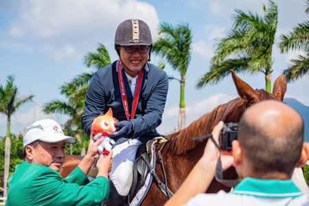Taiwan, MAR 22 2013 - Awards ceremony of the equestrian in The National Gamesのeditorial素材