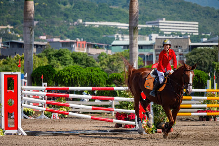 Taiwan, MAR 22 2013 - Sunny view of the equestrian in The National Gamesのeditorial素材