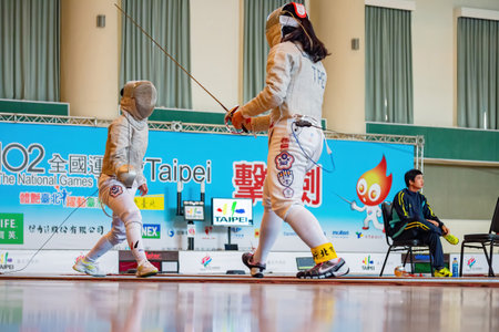 Taiwan, MAR 22 2013 - Fencing competition of The National Gamesのeditorial素材