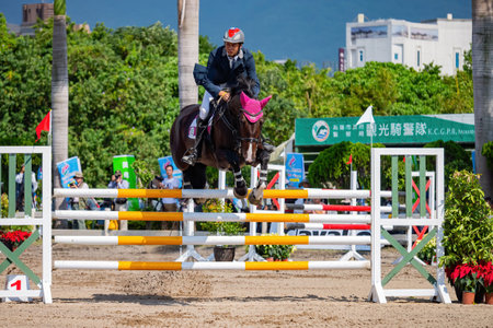 Taiwan, MAR 22 2013 - Sunny view of the equestrian in The National Gamesのeditorial素材