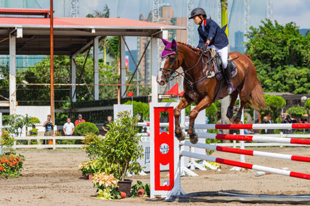 Taiwan, MAR 22 2013 - Sunny view of the equestrian in The National Gamesのeditorial素材