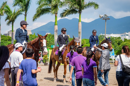 Taiwan, MAR 22 2013 - Awards ceremony of the equestrian in The National Gamesのeditorial素材