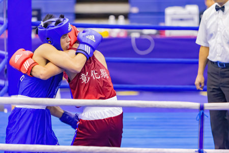 Taipei, OCT 20 2023 - Boxing competition of The National Gamesのeditorial素材