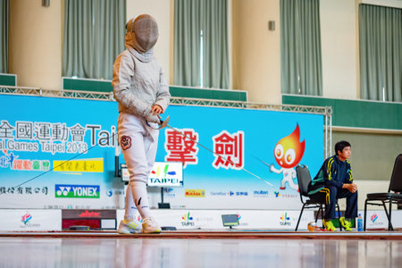 Taiwan, MAR 22 2013 - Fencing competition of The National Gamesのeditorial素材