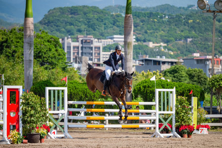 Taiwan, MAR 22 2013 - Sunny view of the equestrian in The National Gamesのeditorial素材