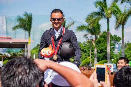 Taiwan, MAR 22 2013 - Awards ceremony of the equestrian in The National Gamesのeditorial素材