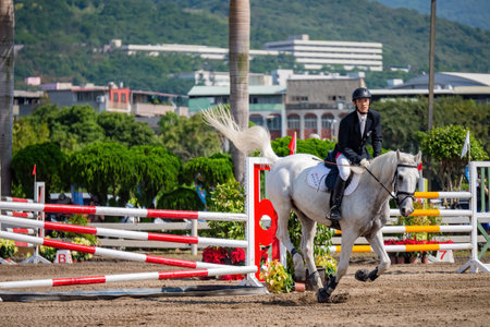 Taiwan, MAR 22 2013 - Sunny view of the equestrian in The National Gamesのeditorial素材