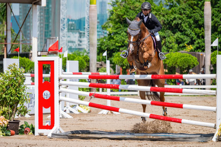 Taiwan, MAR 22 2013 - Sunny view of the equestrian in The National Gamesのeditorial素材
