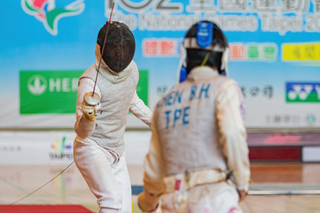 Taiwan, MAR 22 2013 - Fencing competition of The National Gamesのeditorial素材