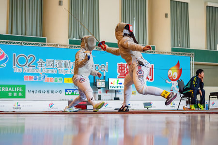 Taiwan, MAR 22 2013 - Fencing competition of The National Gamesのeditorial素材