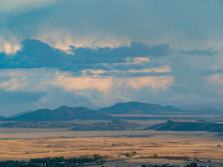 High angle view of the cityscape of Raton at New Mexicoの写真素材