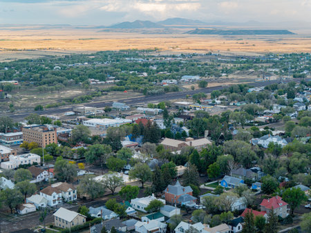 High angle view of the cityscape of Raton at New Mexicoの写真素材