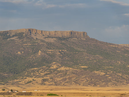 High angle view of the cityscape of Raton at New Mexicoの写真素材