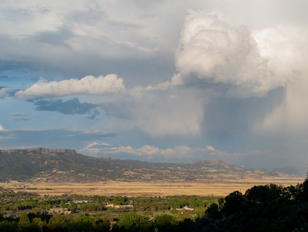 High angle view of the cityscape of Raton at New Mexicoの写真素材