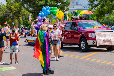 Oklahoma, JUN 26 2023 - Sunny exterior view of the Pride Parade event