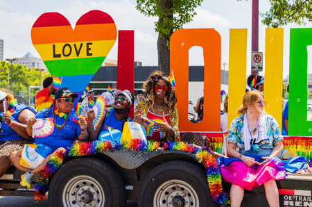Oklahoma, JUN 26 2023 - Sunny exterior view of the Pride Parade event