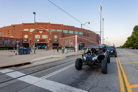Oklahoma, JUL 4, 2023 - Exterior view of the Chickasaw Bricktown Ballparkのeditorial素材