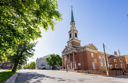 Colorado, MAY 28, 2023 - Sunny exterior view of The First Baptist Church of Denverのeditorial素材