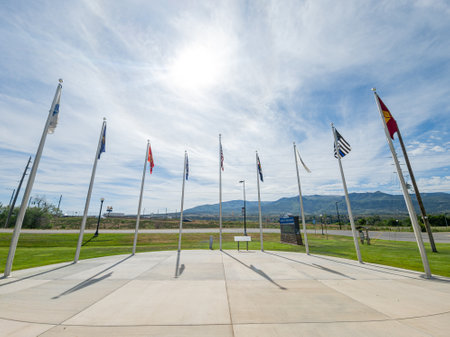 Colorado, MAY 28, 2023 - Sunny exterior view of The Parachute Rest Areaのeditorial素材