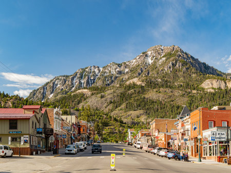 Colorado, JUN 6, 2023 - Sunny view of Ouray old streetのeditorial素材