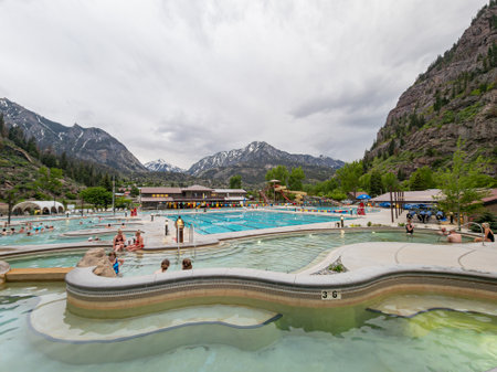 Colorado, JUN 5, 2023 - Daytime view of Ouray Hot Springs Pool and Fitness Center of Ourayのeditorial素材