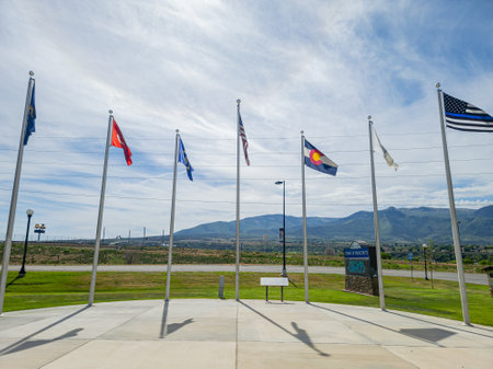 Colorado, MAY 28, 2023 - Sunny exterior view of The Parachute Rest Areaのeditorial素材