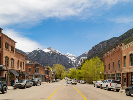 Colorado, JUN 7, 2023 - Sunny view of the Telluride cityscapeのeditorial素材