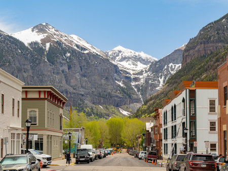 Colorado, JUN 7, 2023 - Sunny view of the Telluride cityscapeのeditorial素材