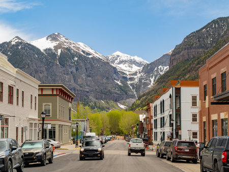 Colorado, JUN 7, 2023 - Sunny view of the Telluride cityscapeのeditorial素材