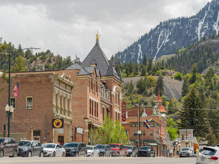 Colorado, JUN 6, 2023 - Sunny view of Ouray old streetのeditorial素材