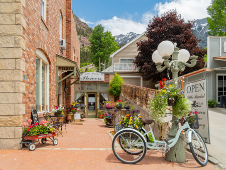 Colorado, JUN 6, 2023 - Sunny view of Ouray old streetのeditorial素材