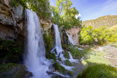 Sunny view of the landscape of the Rifle Falls at Coloradoの写真素材