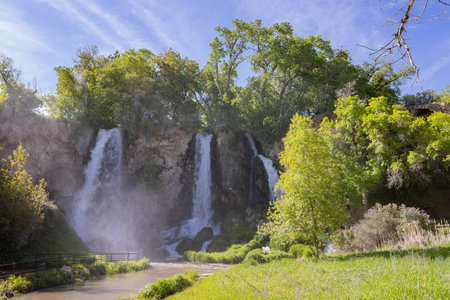 Sunny view of the landscape of the Rifle Falls at Coloradoの写真素材