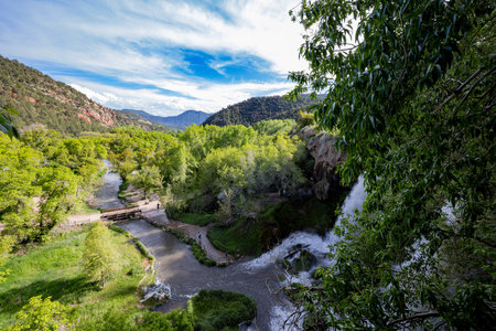 Sunny view of the landscape of the Rifle Falls at Coloradoの写真素材