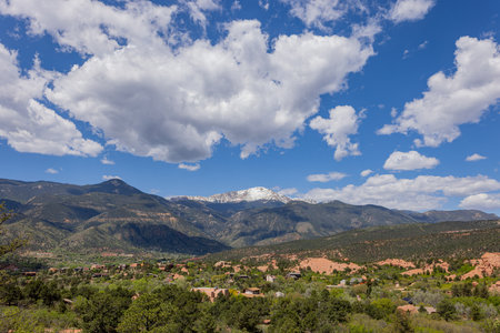 Sunny exterior view of landscape of Garden of the Gods at Coloradoの写真素材