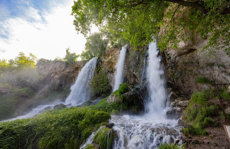 Sunny view of the landscape of the Rifle Falls at Coloradoの写真素材