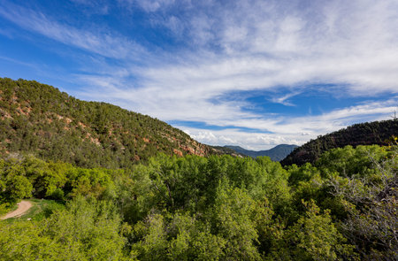 Sunny view of the landscape of the Rifle Falls at Coloradoの写真素材